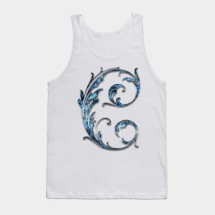 Ornate Blue Silver Letter C Tank Top